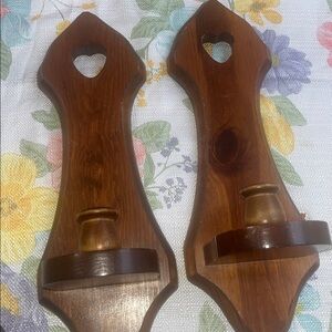 Wall  Candle holders wooden vintage 15” tall
